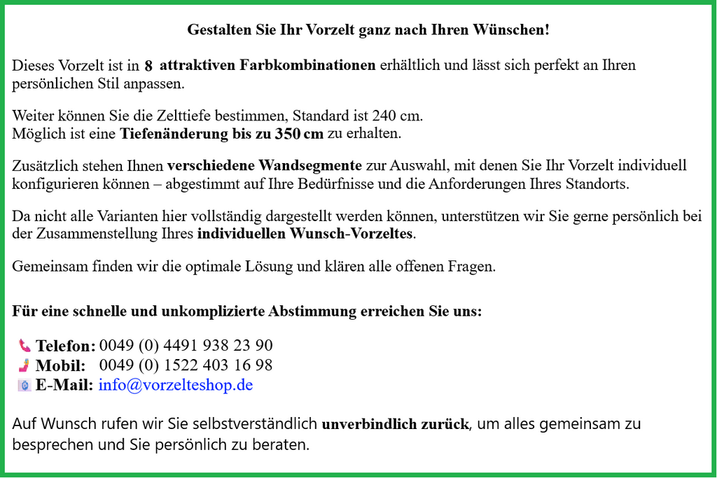 DWT Atelier Chalet mit Rundumdach Ganzjahres-Wohnwagenvorzelt