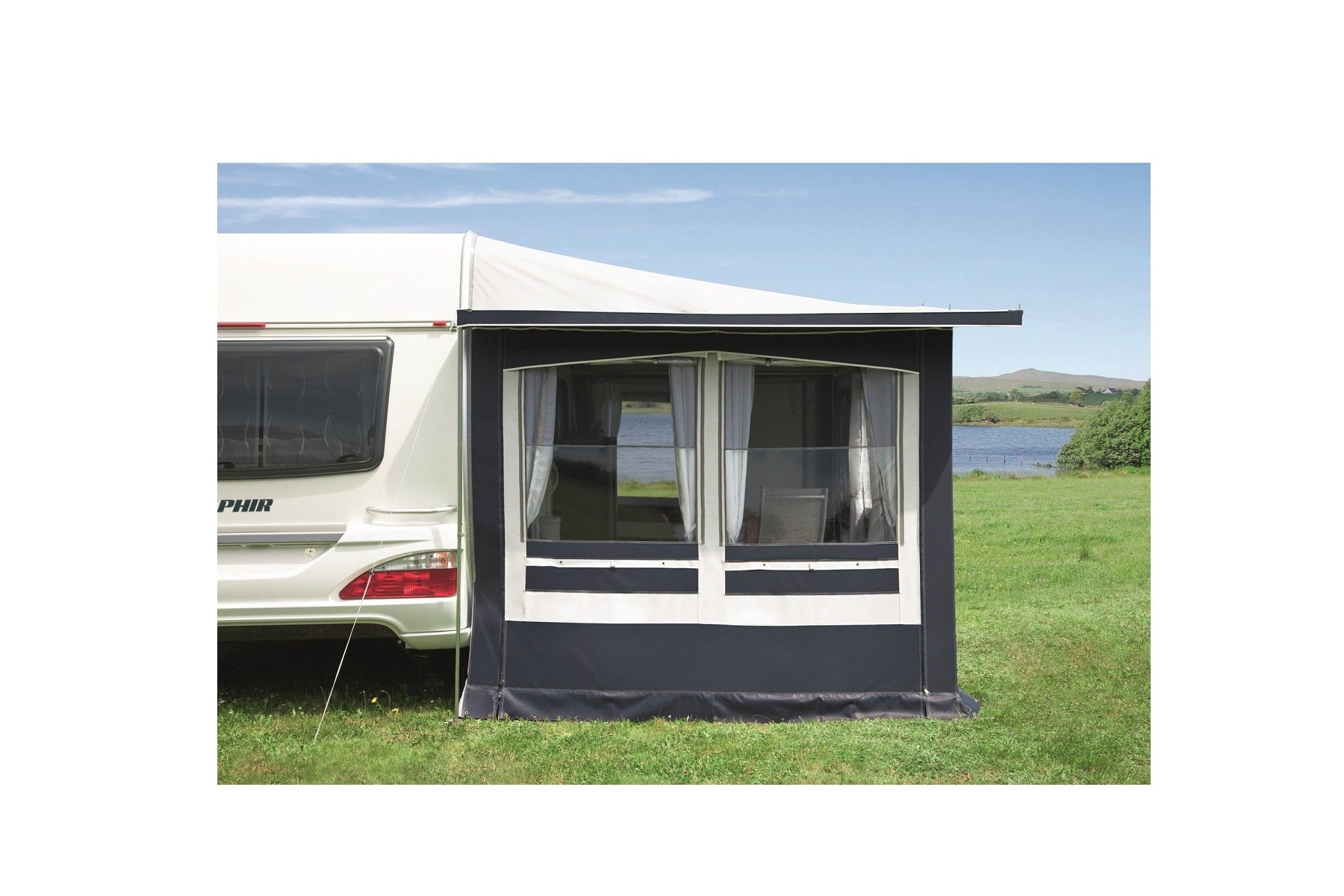DWT Atelier Chalet mit Rundumdach Ganzjahres-Wohnwagenvorzelt