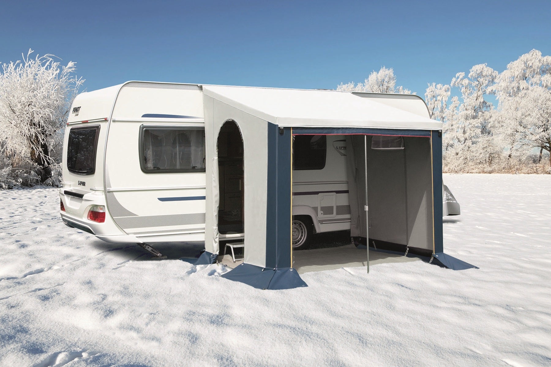DWT Cortina II BLAU Ganzjahres-Teilvorzelt Winterzelt