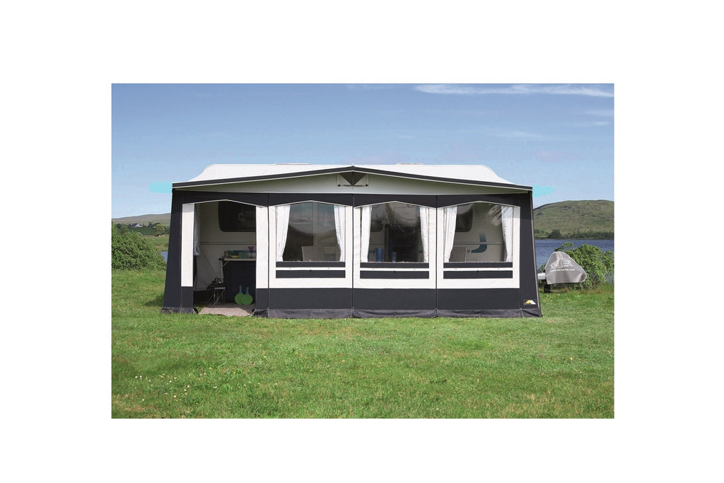 DWT Atelier Chalet mit Vordach Ganzjahres-Wohnwagenvorzelt
