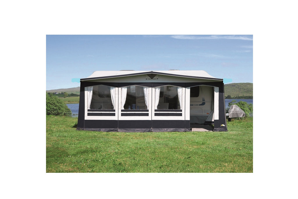 DWT Atelier Chalet mit Vordach Ganzjahres-Wohnwagenvorzelt