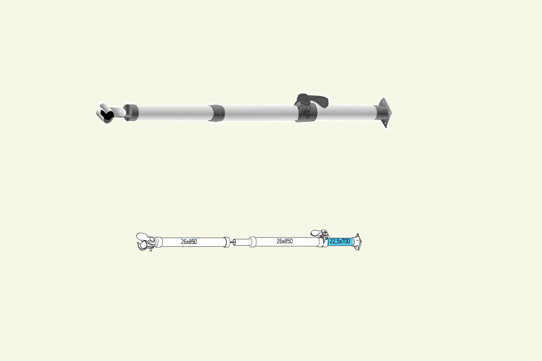 Ventura Stützstange 230 cm IXL-FiberMax Glasfiber