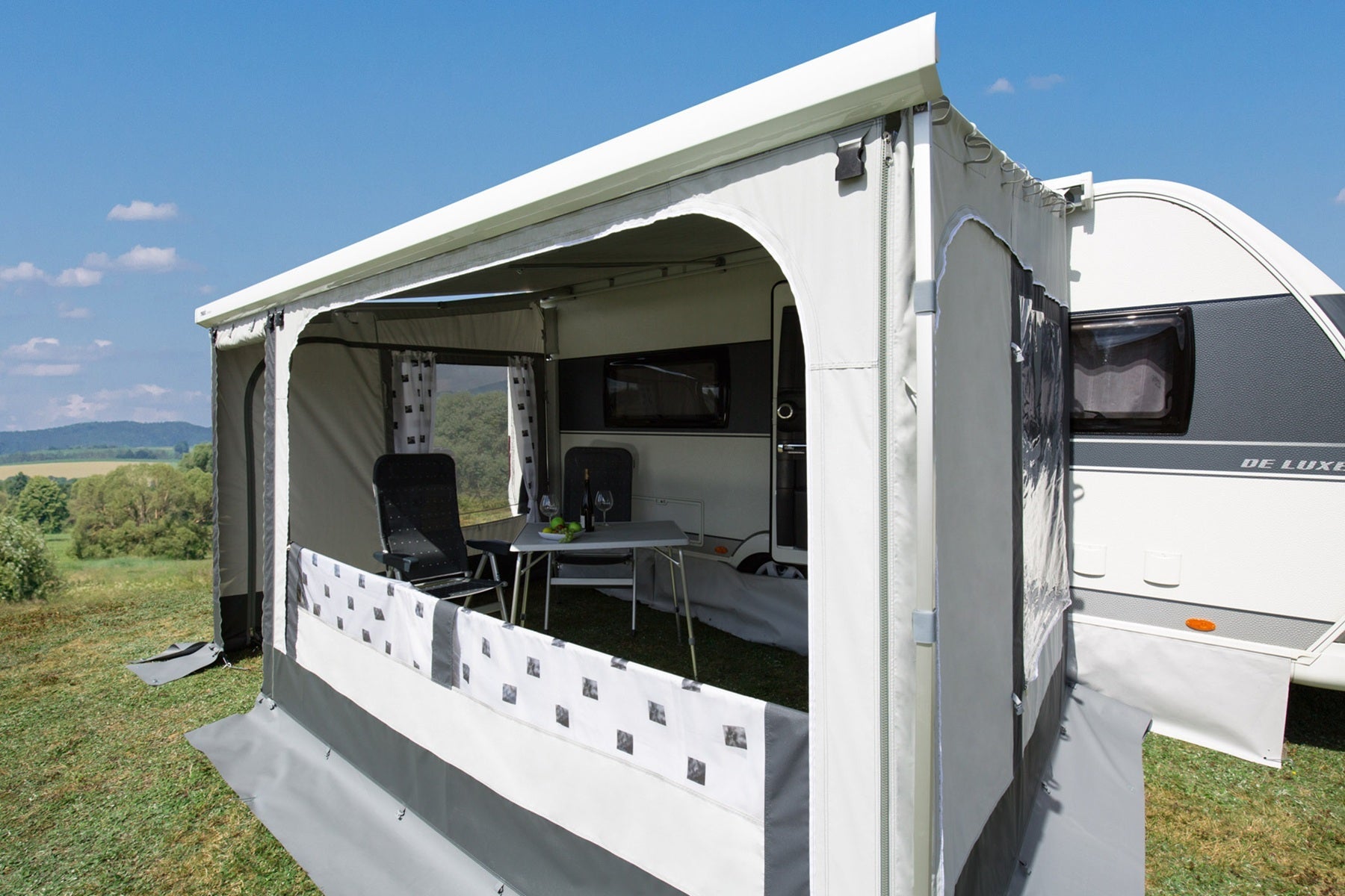 DWT DWT It’s Holiday Vorderwand - Element – für Wohnwagen, - mobil & Kastenwagen Markisenzelt - Vorzelteshop