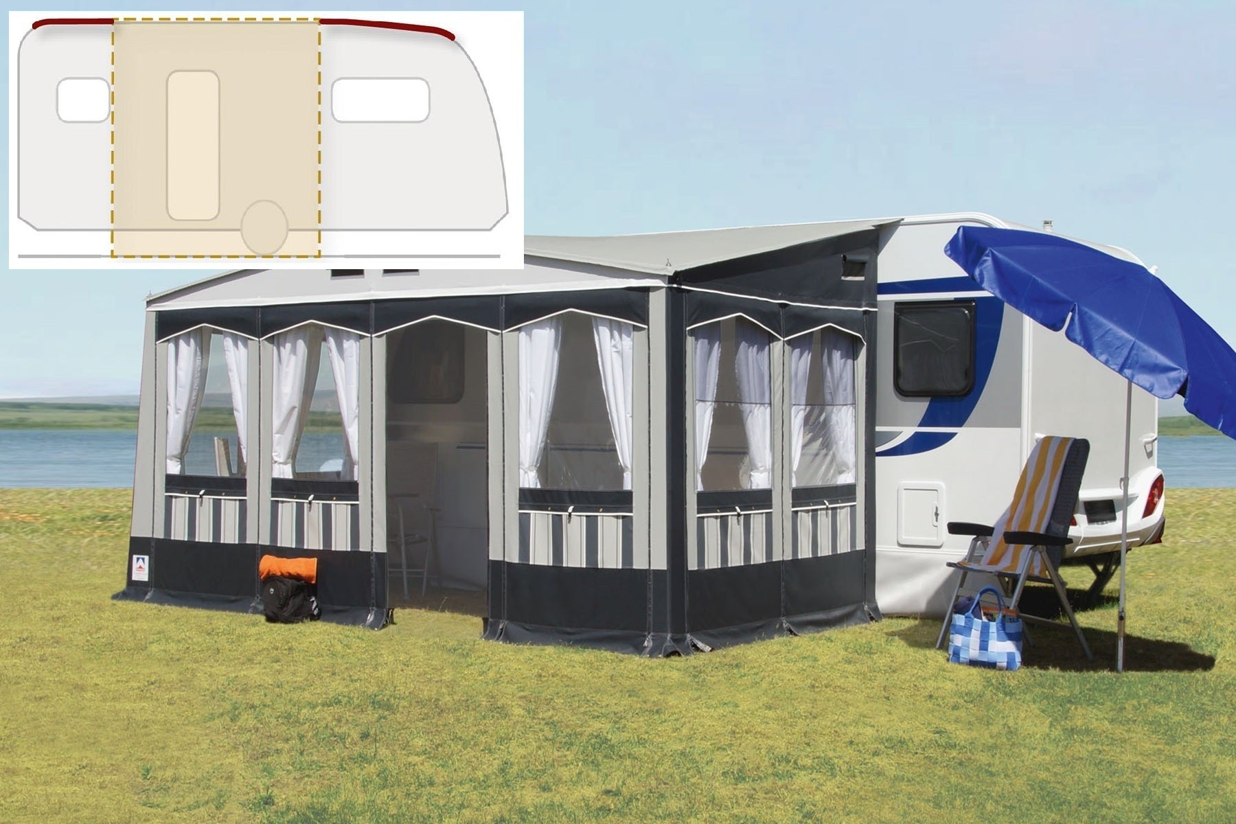 Güsto Güsto CaraVilla Part - Hit Teilvorzelt (Hobby Landhaus, Einzug mittig) Hobby Landhaus - Vorzelteshop
