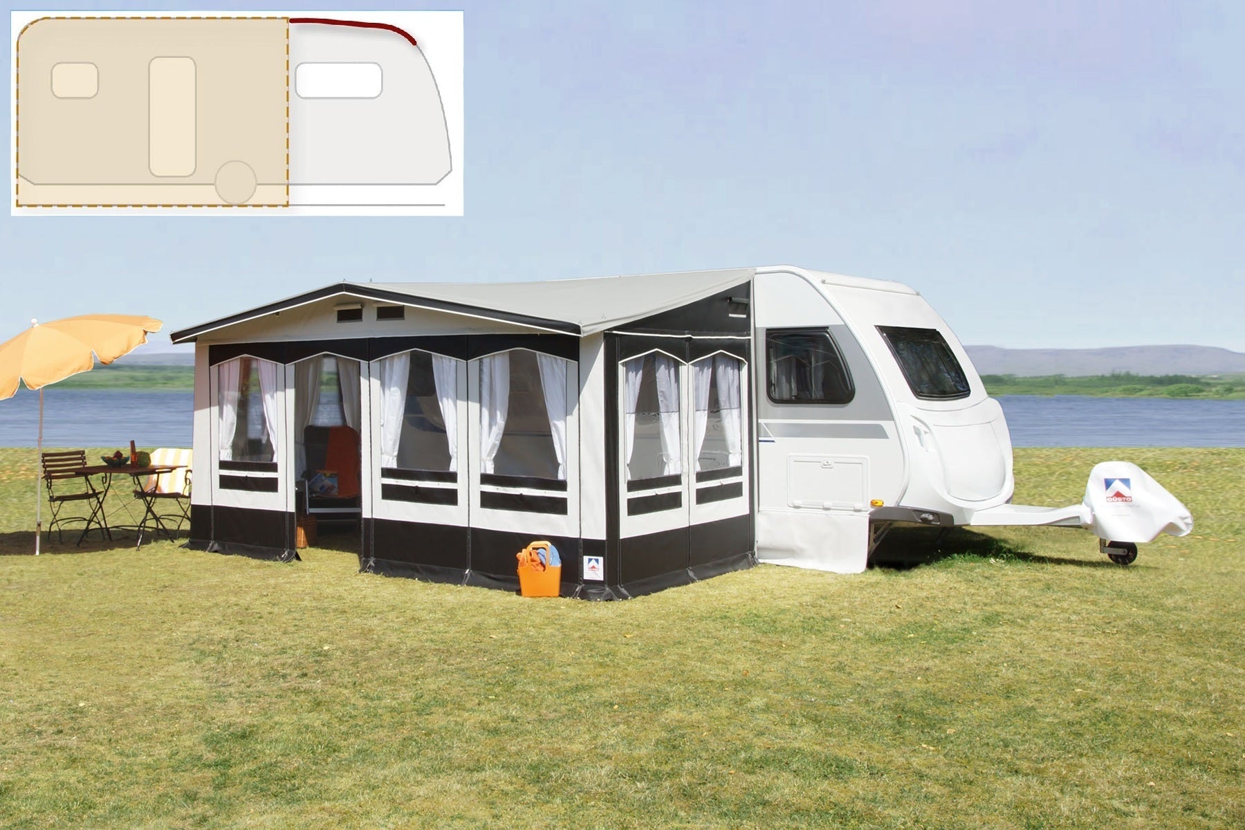 Güsto Güsto CaraVilla Part - Pro Teilvorzelt (Hobby Landhaus, Einzug links) Hobby Landhaus - Vorzelteshop