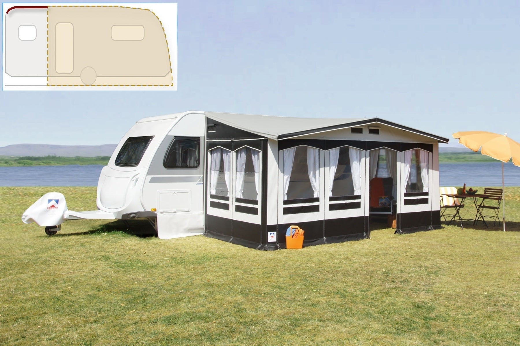 Güsto Güsto CaraVilla Part - Pro Teilvorzelt (Hobby Landhaus, Einzug rechts) Hobby Landhaus - Vorzelteshop