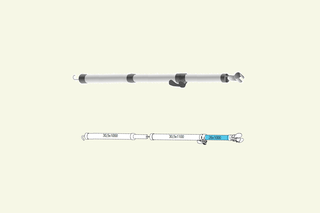 Ventura Ventura Dachstange 300 cm IXL-FiberMax oder Zinox-Stahl Zusatzstangen - Vorzelteshop